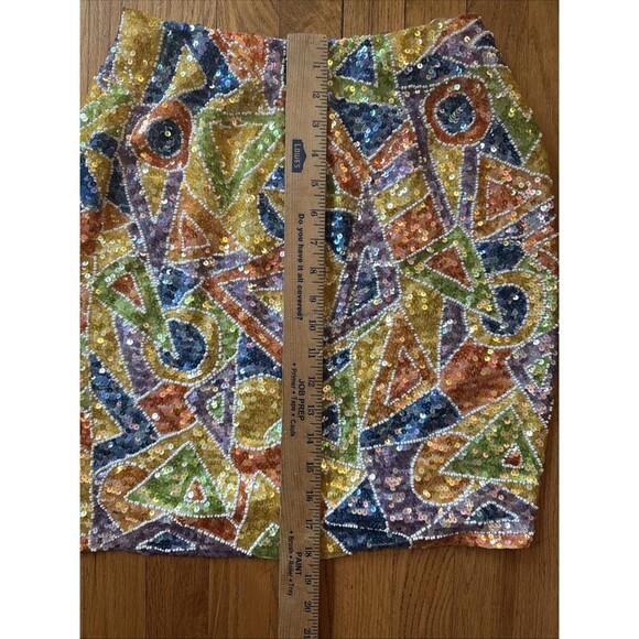 Vtg Seguin Skirt 6 Mosaic Geometric Bright Colorful Artsy Designer Eras - Picture 6 of 7